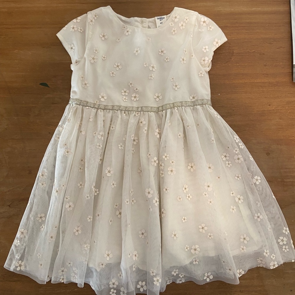 Oshkosh girls 4T ivory floral tulle formal dress